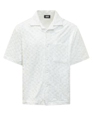 Gcds Bowling Shirt With Pocket Applicata - White