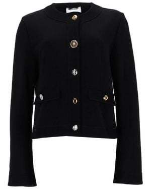 Moschino Solid Round Neck Cardigan - Black