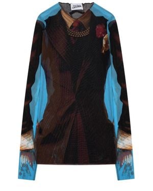 Jean Paul Gaultier Printed Round Neck Top - Black