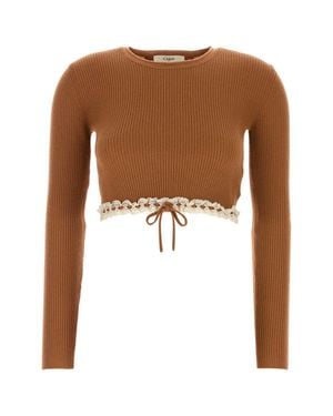 Chloé Cropped Sweater - Brown