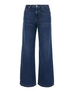 Roy Rogers Wide-Leg Logo Patch Denim Jeans - Blue