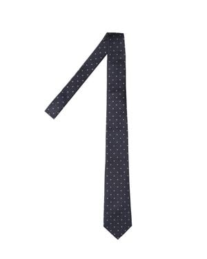 Saint Laurent Polka Dot Silk Tie - Blue