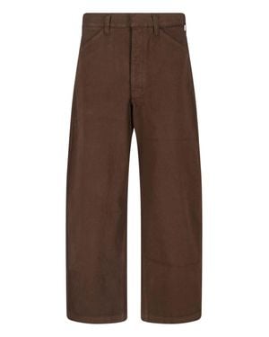 Lemaire Wide-Leg Cotton Twill Pants - Brown