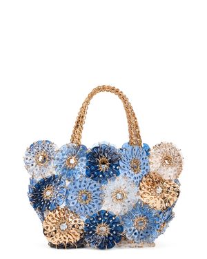 Rabanne Luminous Mini Handbag With 3D Floral Accents - Blue