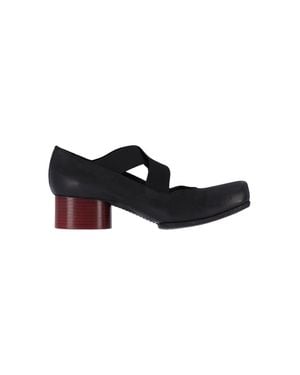 Uma Wang Leather Block Heel Mary Jane Pumps - Black