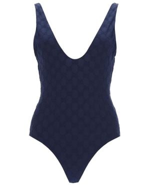 Gucci "Gg" Weave One Piece Swimsuit - Blue