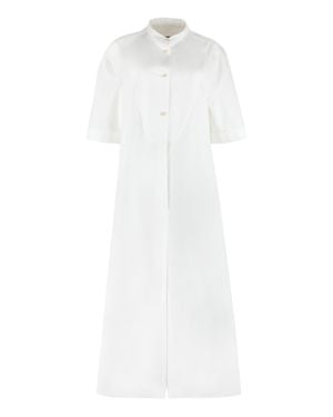 Jil Sander Cuffed Sleeve Cotton Shirtdress - White