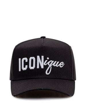 DSquared² Stylish Embroidered Linen Baseball Cap - Black