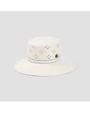 Maison Michel Perforated Panama Hat - White