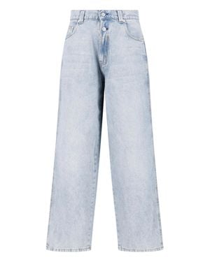 GIMAGUAS Washed 100% Cotton Baggy Jeans Pants - Blue