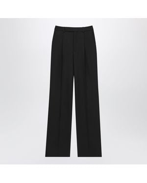 Saint Laurent Tailored Virgin Wool Wide-Leg Pants - Black