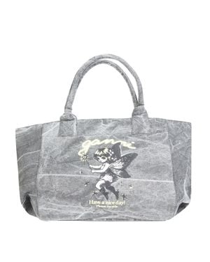 Ganni Medium Trapeze Shopper Bag With Fairy Print - Gray