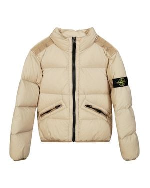 Stone Island Logo-Appliquéd Garment-Dyed Crinkle Reps Nylon Bomber Jacket - Natural
