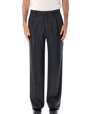 Lardini Pleated Stretch Wool Gabardine Pants For - Black
