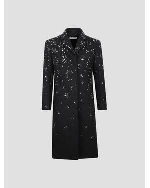 Jil Sander Embellished Long Wool Coat - Black