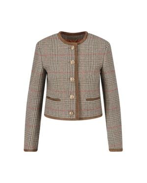 Golden Goose Virgin Wool Jacket With Goat Leather Insert - Green