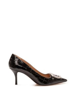 Ferragamo Lara 70 Croc-Embossed Heel - Black