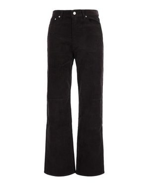 DUNST Essential Straight Corduroy Jeans With High Waist - Black
