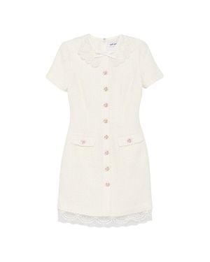 Self-Portrait Lace Collar Mini Dress - White