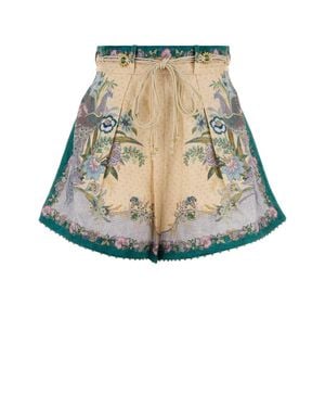 Zimmermann Linen Indra Mini Shorts - Natural
