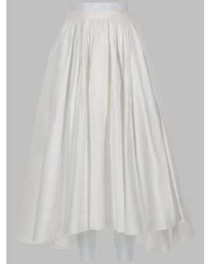 Self-Portrait Cotton Full Midi Skirt - White