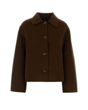 Soeur Wool Blend Overshirt - Brown