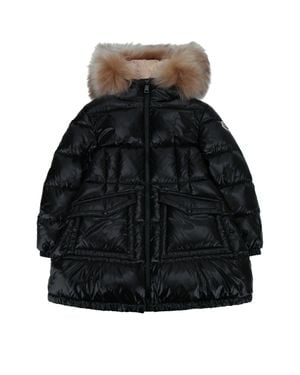 Moncler Aruna Long Parka Jacket For Kids - Black
