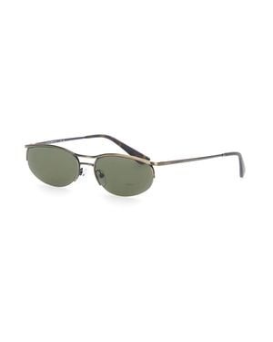 Emporio Armani Oval Sunglasses With Slim Temples And Logo Lettering - Green