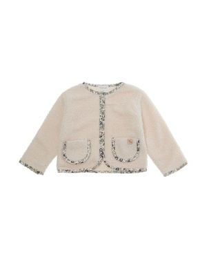 NANAN KIDS Baby Tech Fabric Jacket With Straight Collar And Zip Front Sleeves - Natural