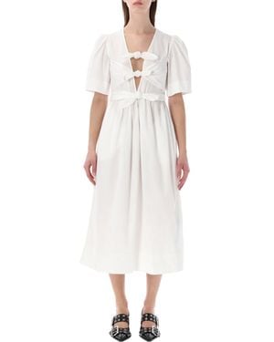 Ganni Cotton Midi Dress - White