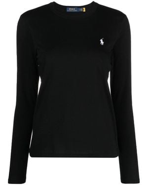 Ralph Lauren Long Sleeve T-Shirt With Signature Polo Motif - Black