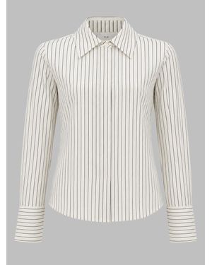 Co. Silk Stripe Button Front Shirt - White