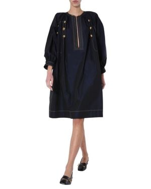 Givenchy Button Detailed Midi Dress - Black