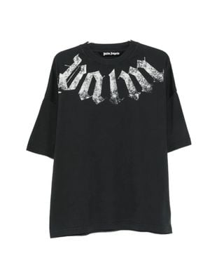 Palm Angels Logo Graphic Cotton T-Shirt - Black