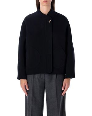 Soeur Collarless Button-Front Jacket - Black