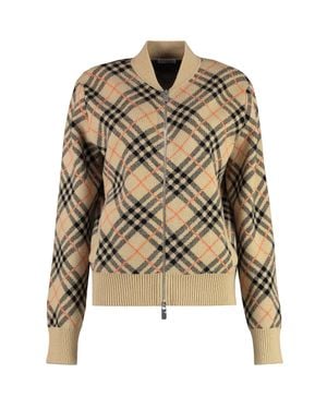 Burberry Checks Mock Collar Sweater - Natural