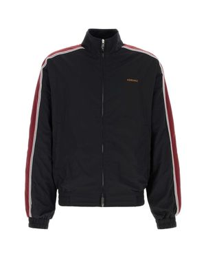 Versace Nylon Embroidered Blouson Jacket - Black