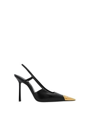 Saint Laurent Metal Toe Stiletto Pumps With Sophisticated Heel Strap - White