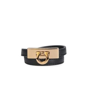 Ferragamo Leather Cuff Bracelet With Buckle Clasp - White