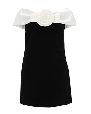 Self-Portrait Mini Dress With Flower Detail - Black