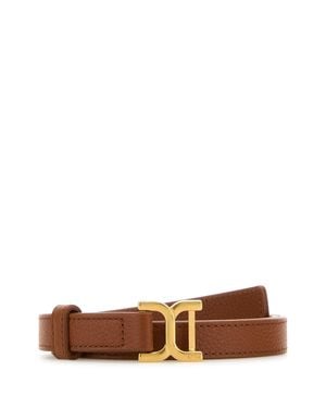Chloé Leather Logo Buckle Belt - Brown