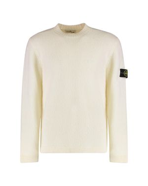 Stone Island Sweater With Brushed Texture - White