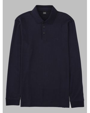BOSS Regular Fit Long Sleeve Polo Shirt - Blue