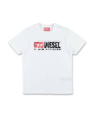 DIESEL Boy's Denim Division Distressed Graphic Cotton T-Shirt - White