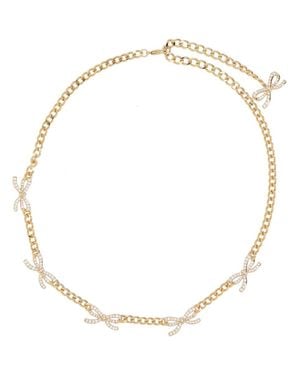 Self-Portrait Necklace With Bows And Crystals - Natural