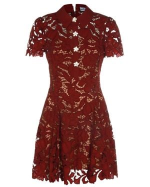Self-Portrait Floral Lace Mini Dress - Red