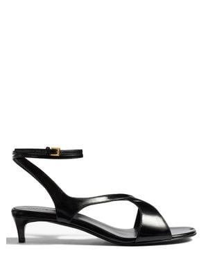 KHAITE Heeled Sandals With Ankle Strap, 100% Leather, Made - Black