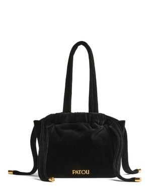 Patou Velvet Clutch Bag - Black