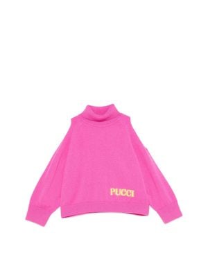 PUCCI Cold-Shoulder Cut-Out High Neck Sweater - Pink