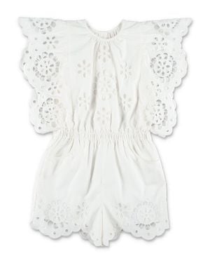 Zimmermann Mini Floral Embroidered Jumpsuit - White